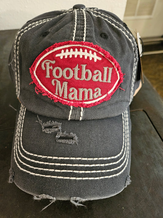 Football Mama Hat Black