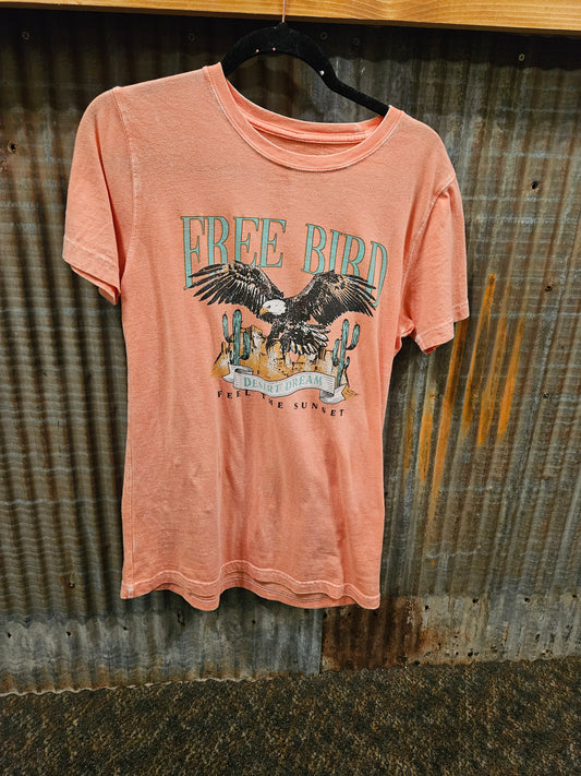 Free Bird Mineral Wash Graphic Tee Coral