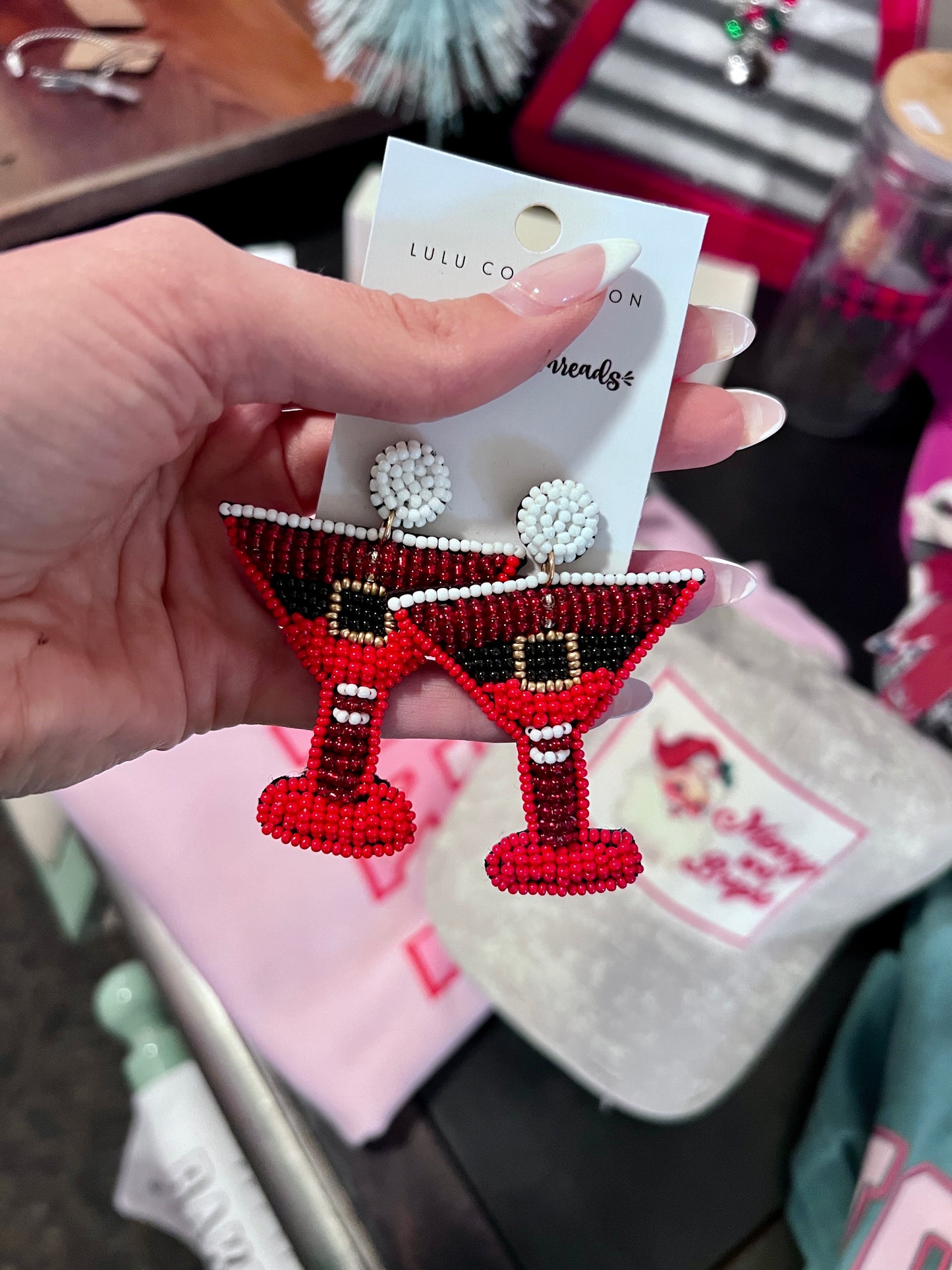 Santa Belt Martini Earrings