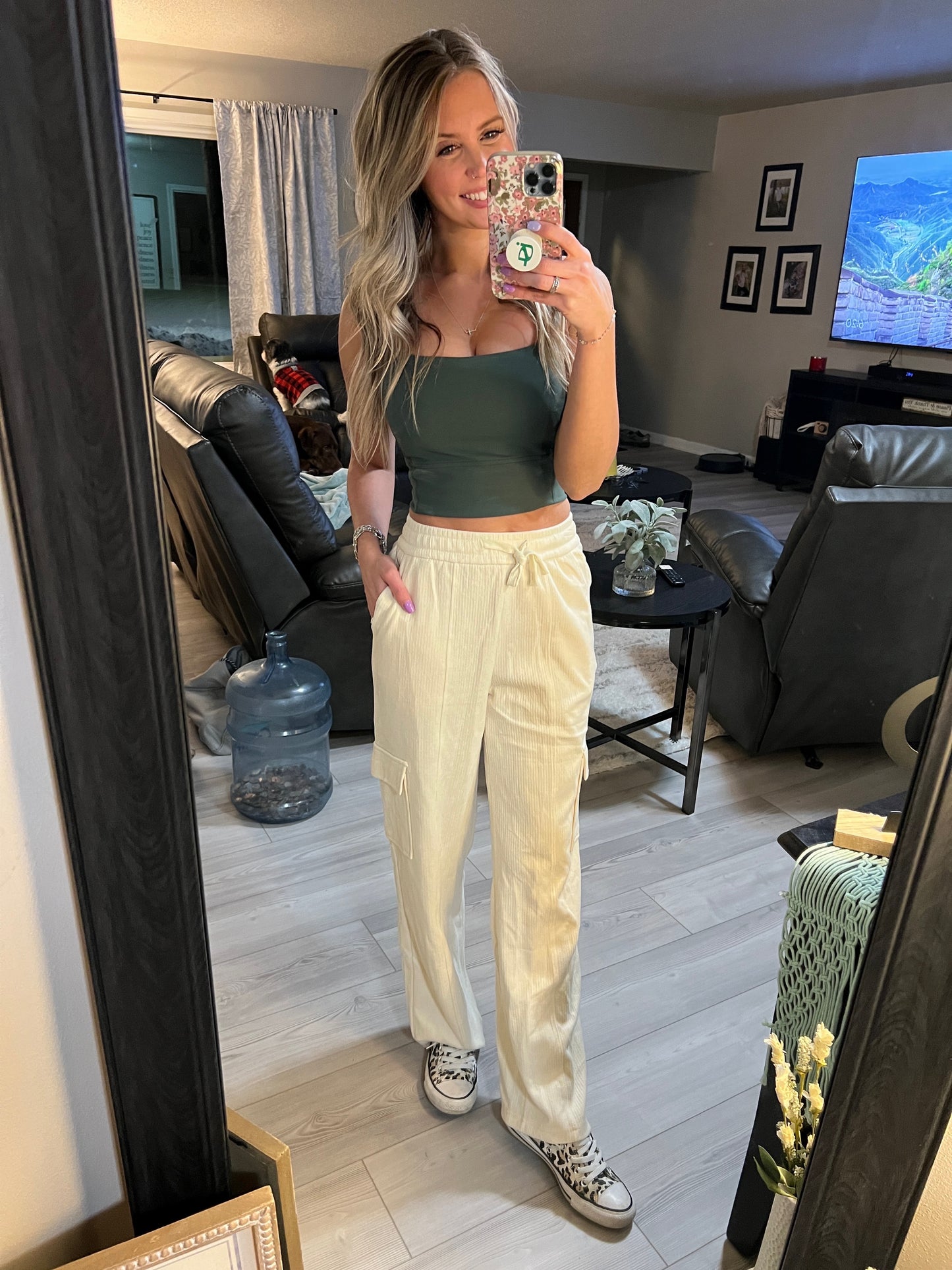 The Lucy Mae Cargo Sweatpants- Ivory