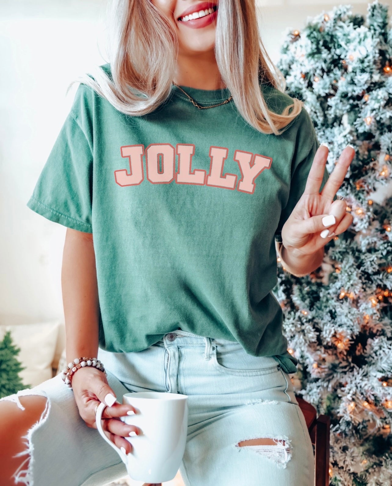 Let's Get JOLLY Christmas Shirt - LT Green