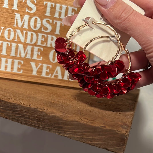 Red Sequin Hoops