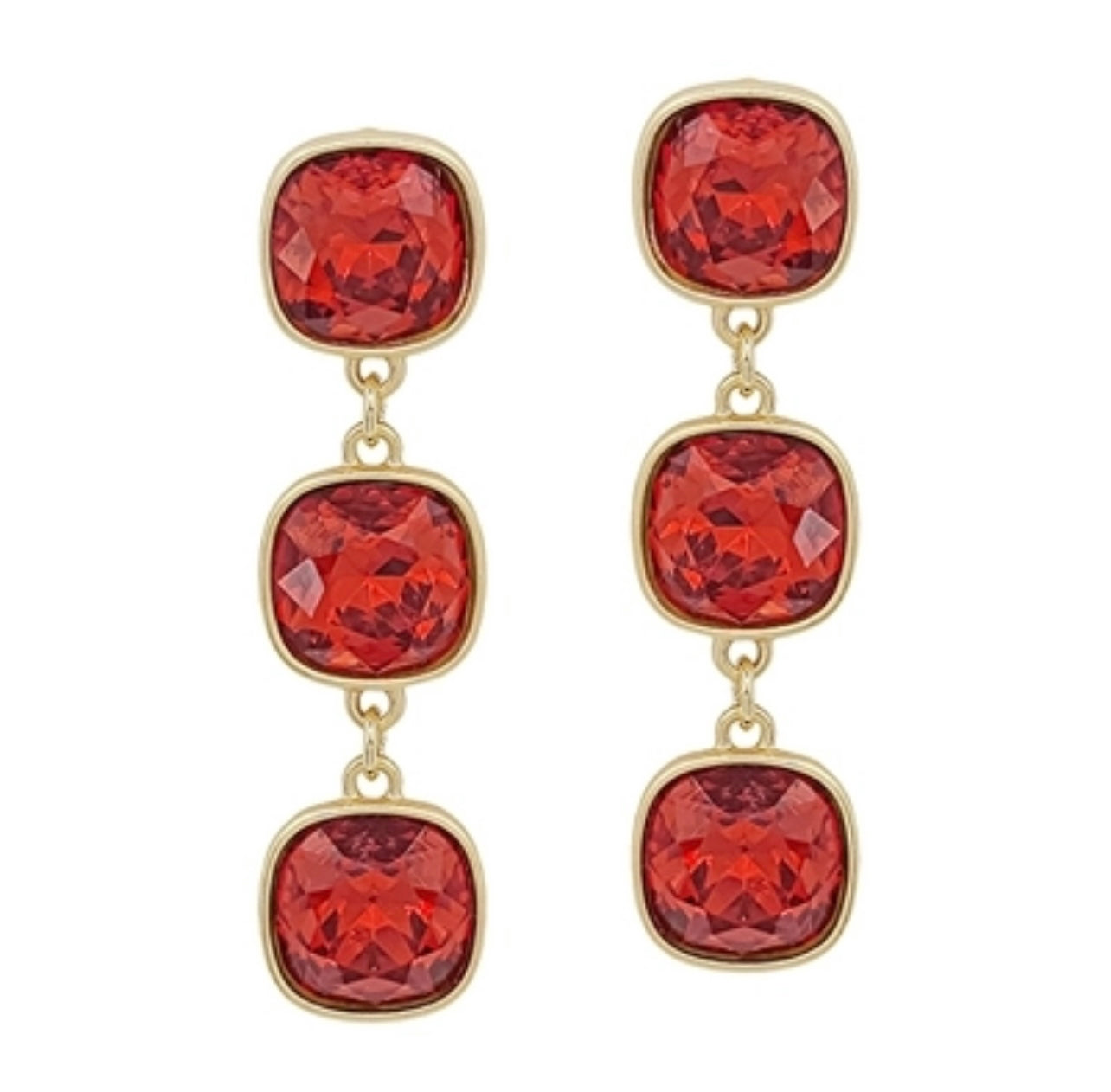 Red Jewel Stack Earring