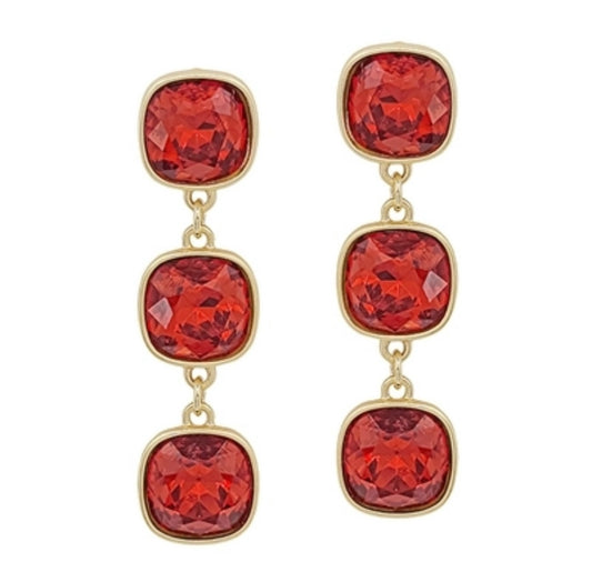 Red Jewel Stack Earring