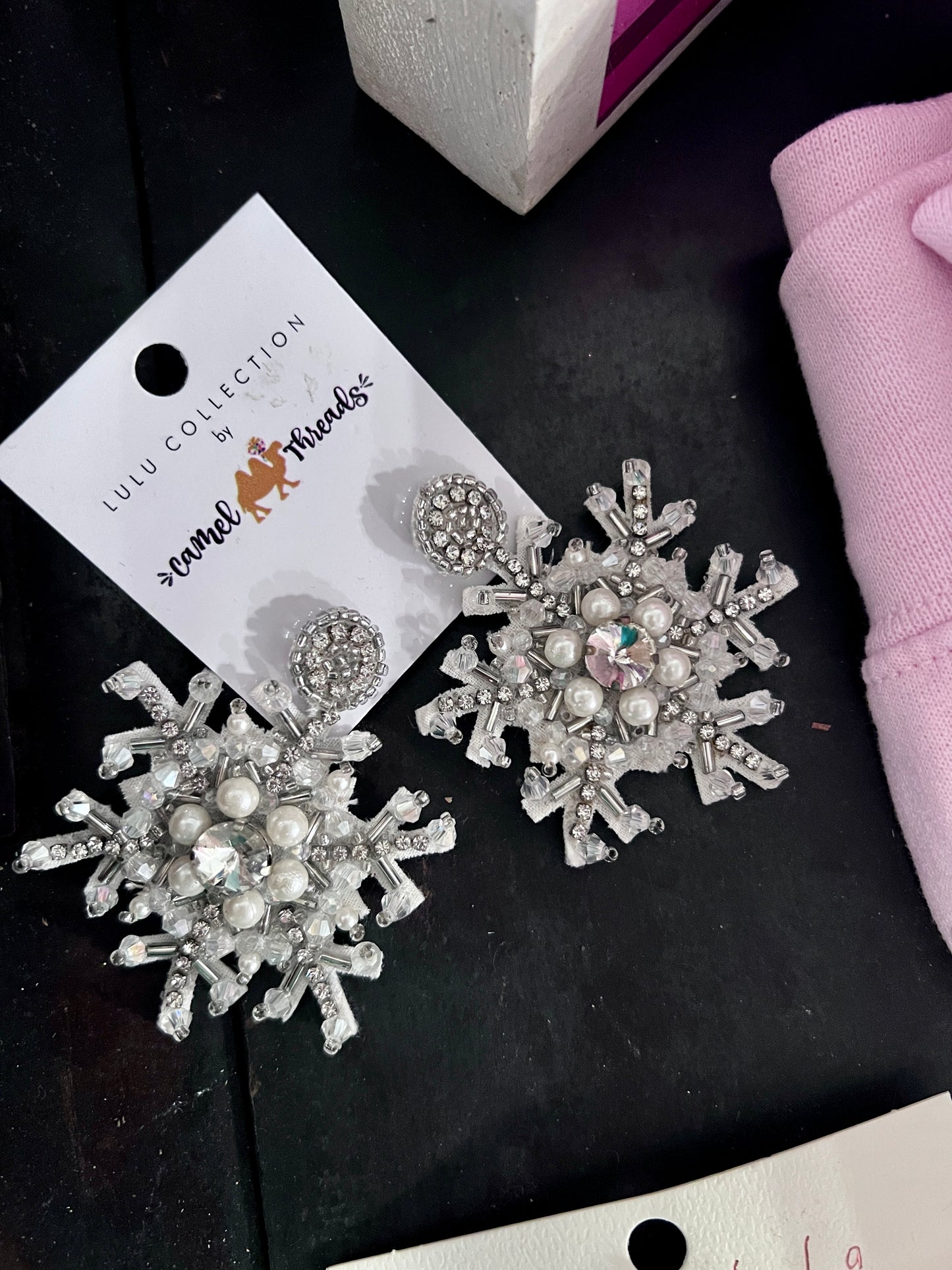 Beaded Snowflake Earring