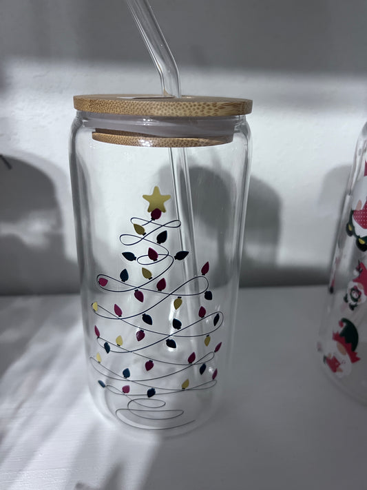 Christmas Tree Lights Drinking Glass