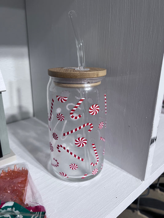 Candy Cane Lane Drinking Glass