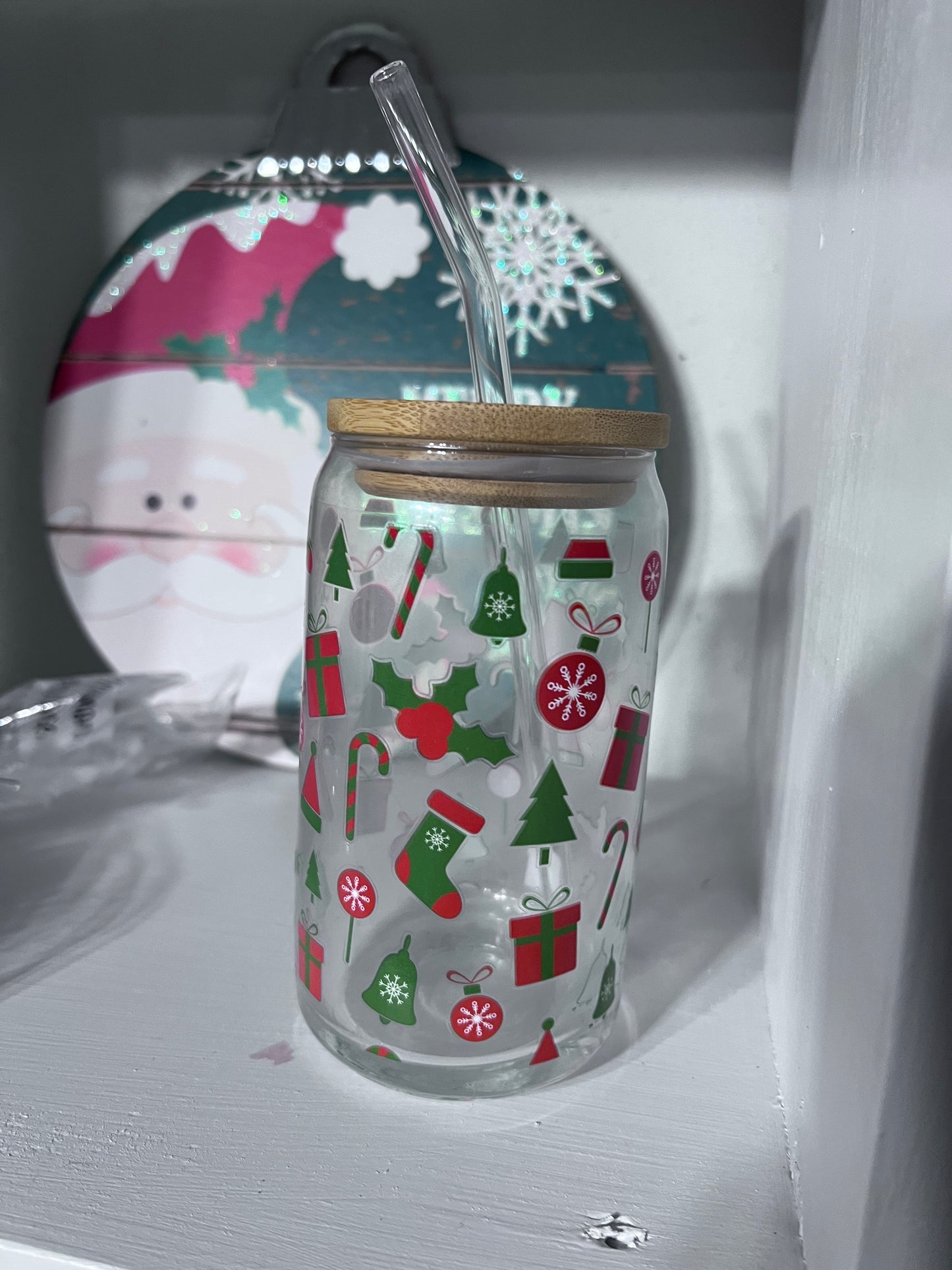 Holly Jolly Christmas Drinking Glass