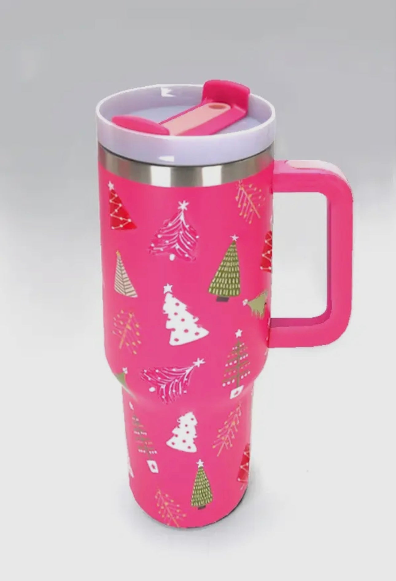 Fuchsia Christmas Tree 40oz Stainless Steel Tumbler