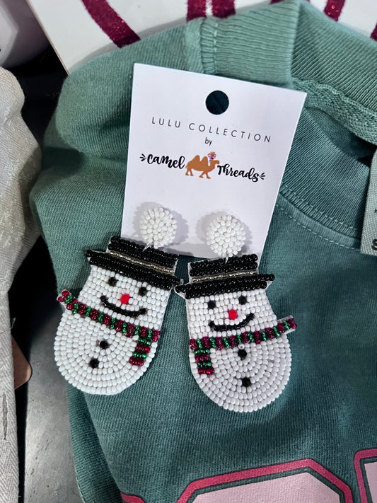 Beaded Snowman Earrings