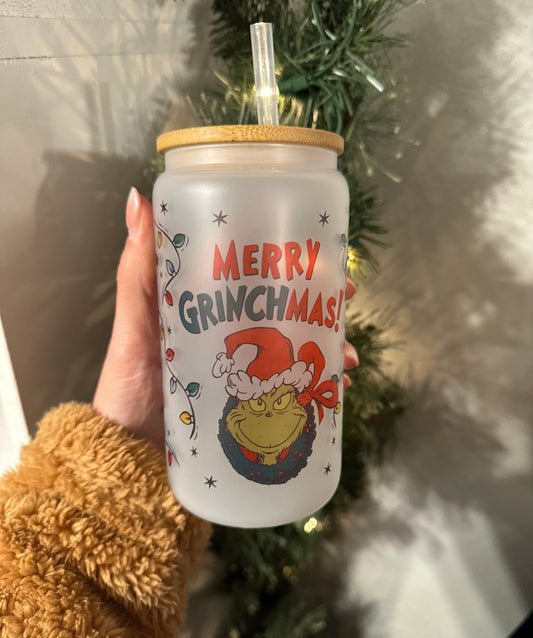 Merry Grinchmas Drinking Glass