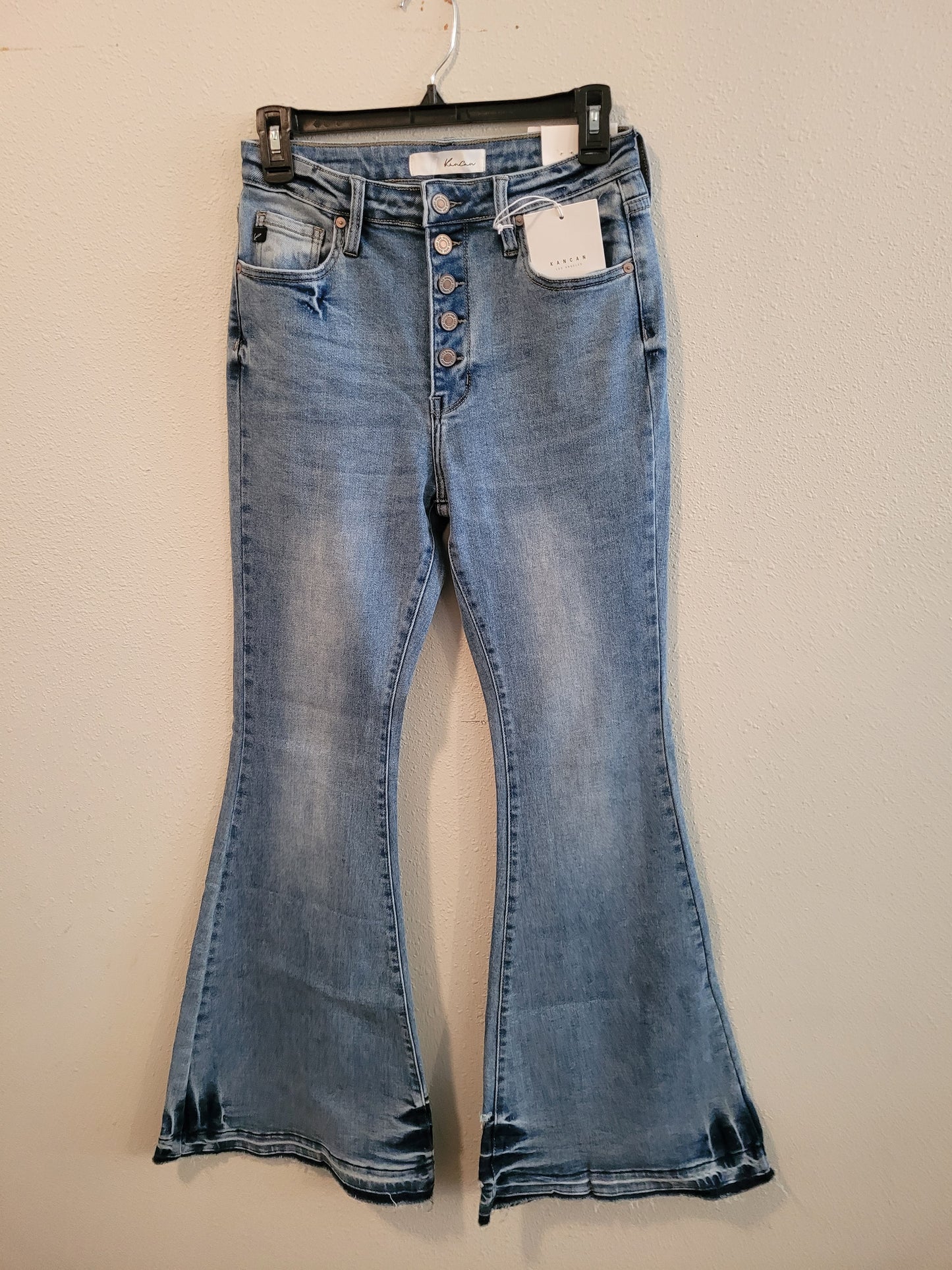 KanKan High Rise, Button Fly, Flare Legged Jeans