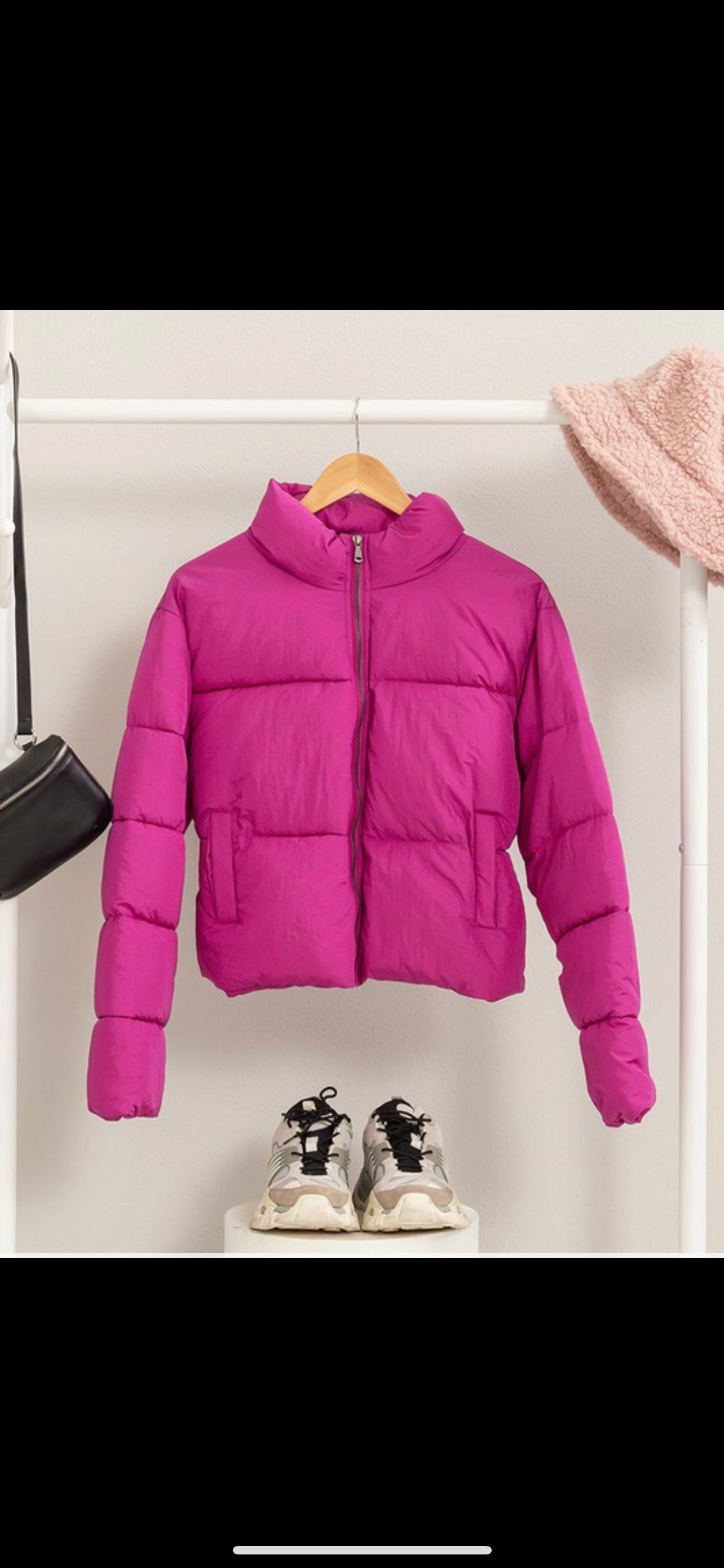 The Aly Mae Puffer Coat in Fuchsia